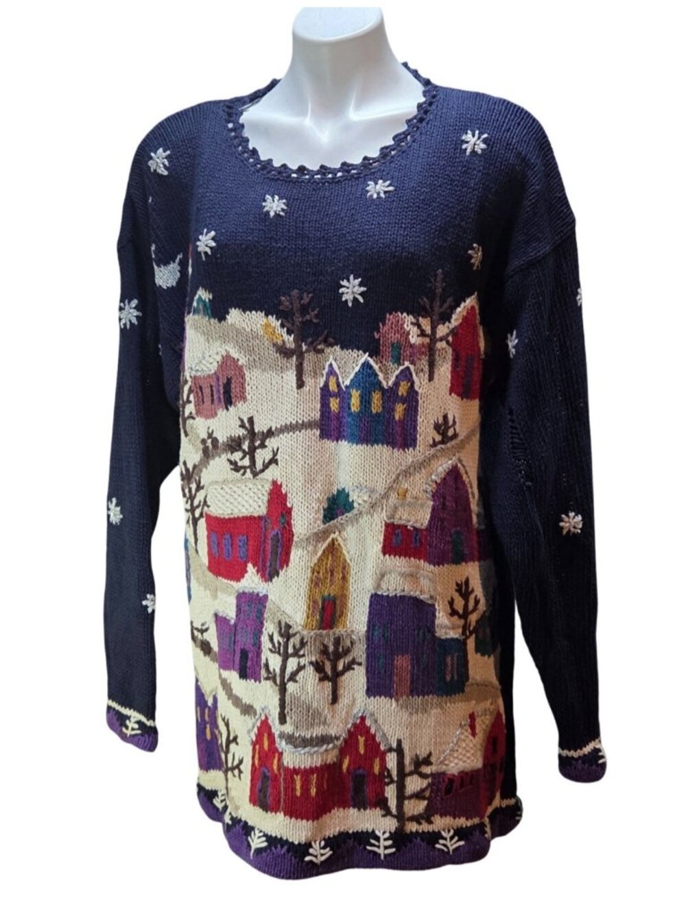 Vintage The Avenue Snow Christmas Village 1X XL Holiday Christmas Sweater